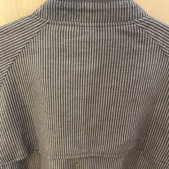 Haspel Men's Zipper Jacket coat size large grey stripe bomber - Picture 7 of 8